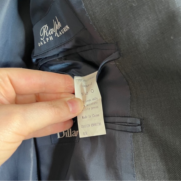 Ralph Lauren 2-Piece Dark Gray/Blue 100% Wool 2 Button 40R 36x32 Flaws - Picture 5 of 12